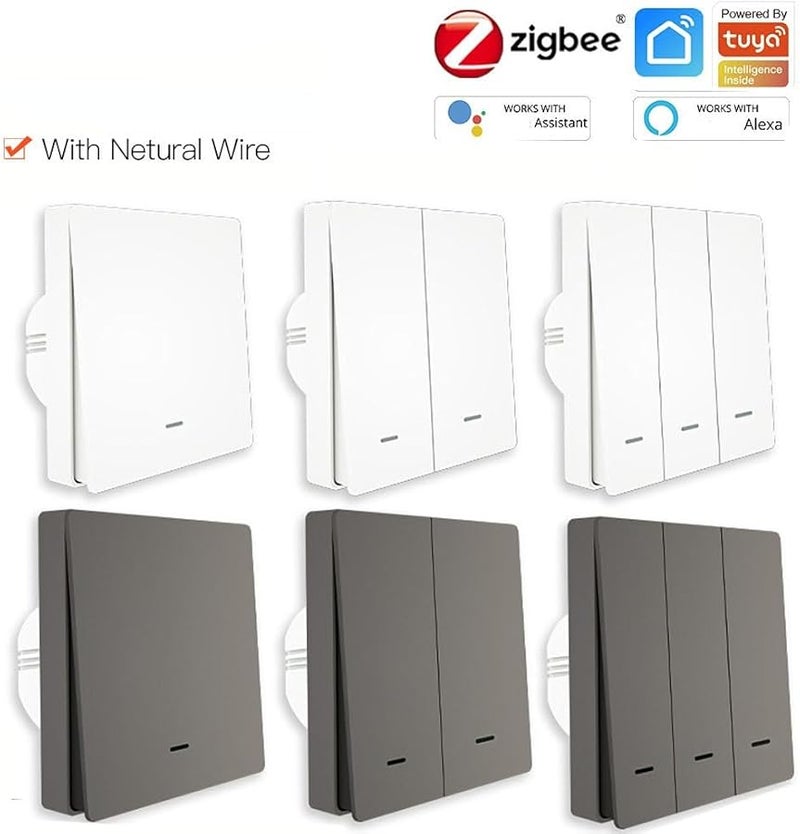 Tuya Zigbee Smart Light Switch Wireless Hub Voice Control 2 Way Wall Interruptor - Image 2